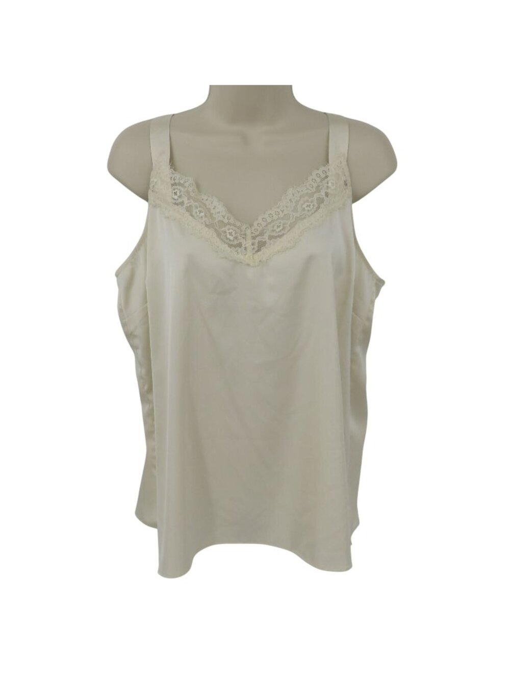 Towerhill Christie Brinkley Women Large Cream Ivory Floral Lace V Neck Tank Top